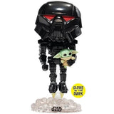 Funko Pop! - Star Wars - The Mandalorian Dark Trooper with Grogu GITD Pop! EE Exclusive